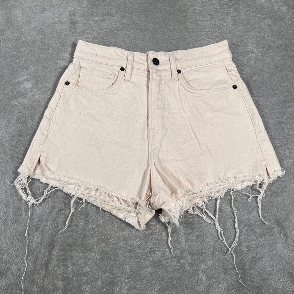 Veronica Beard Jean Shorts Womens 27 Timmi Ecru High‎ Rise Raw Hem Distressed
